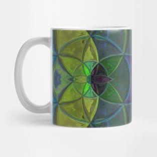 Mosaic Kaleidoscope Flower Blue and Green Mug